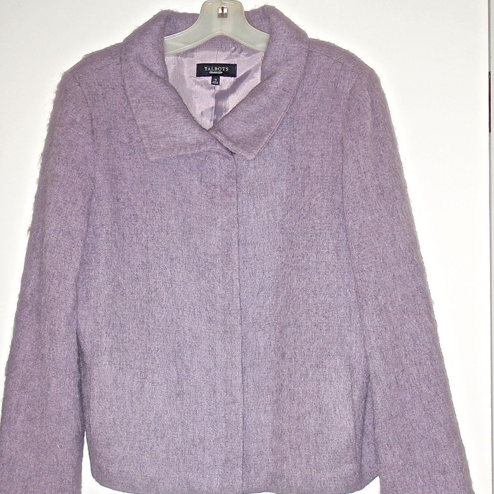 TALBOTS WOMEN'S LAVENDER MOHAIR ALPACA WOOL LINED JACKET SIZE 16
